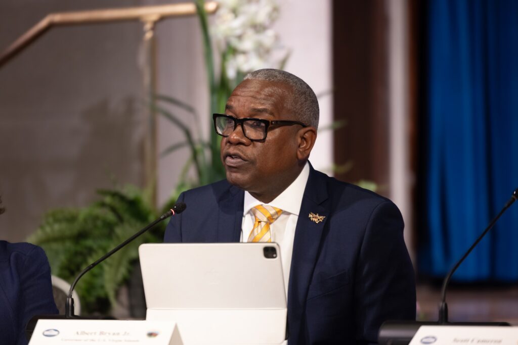 Governor Albert Bryan Jr. addressing in the Interior's IGIA 2025 Mid-Year Senior Plenary Session