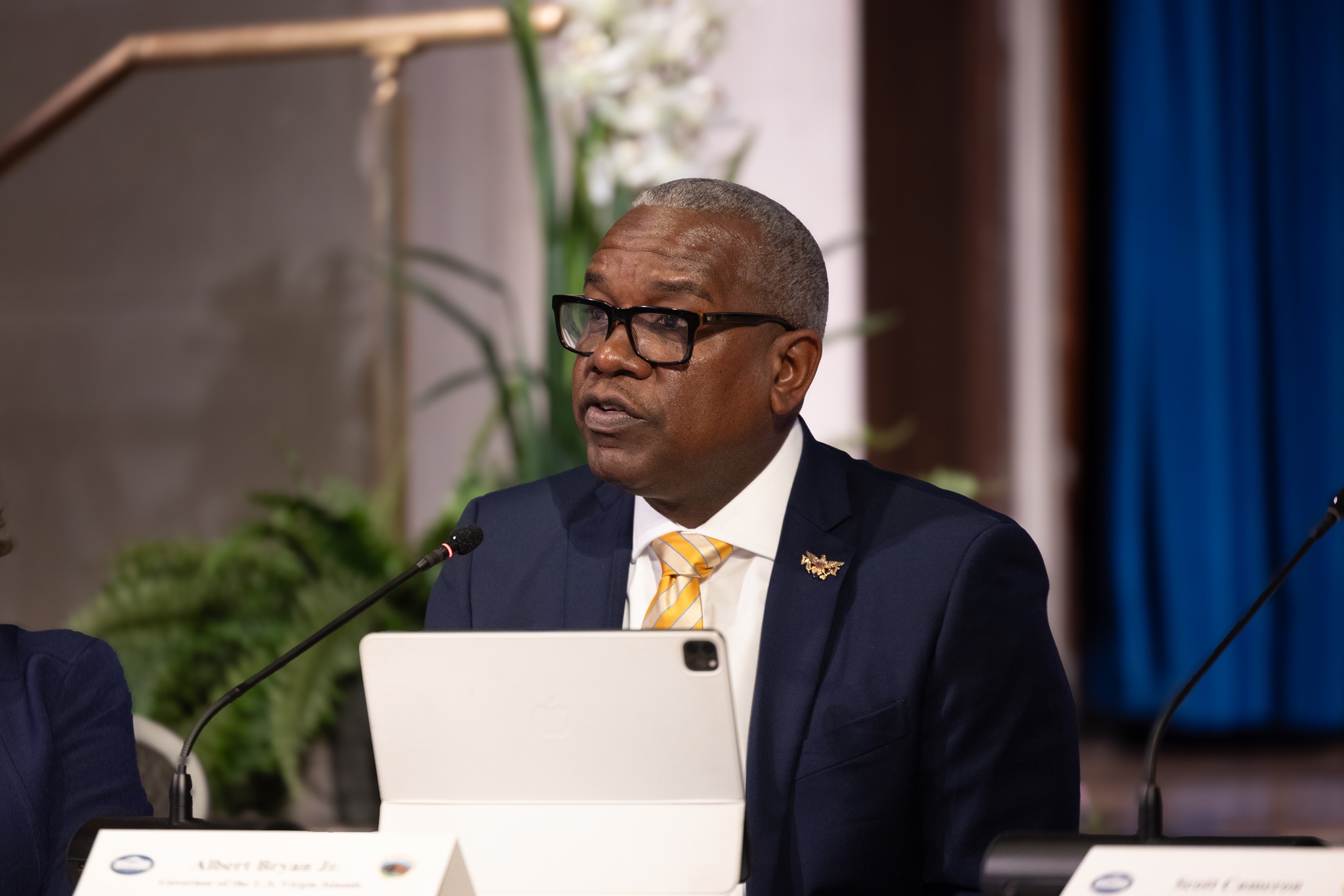 Governor Albert Bryan Jr. addressing in the Interior's IGIA 2025 Mid-Year Senior Plenary Session