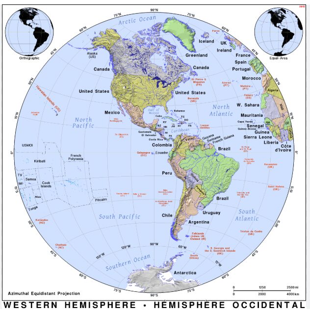 Western Hemisphere Map