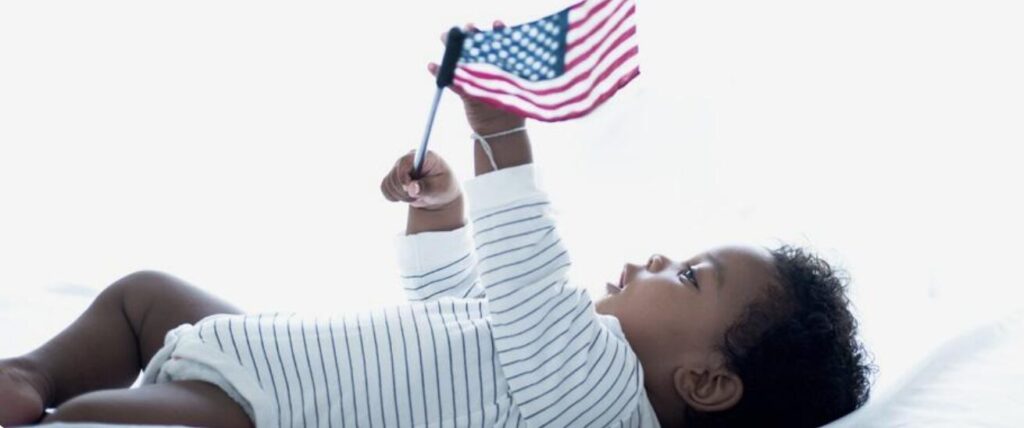 kid with USA flag